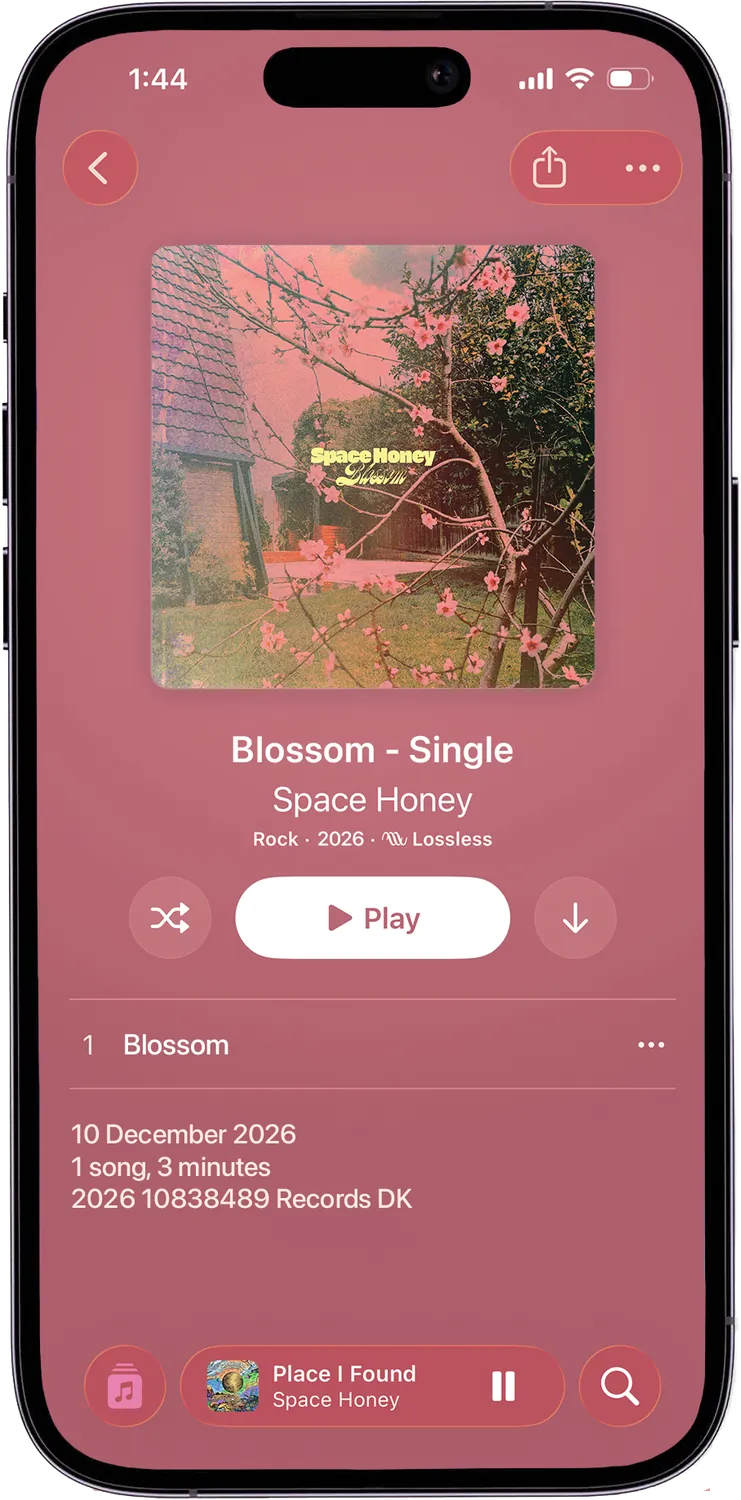 'Blossom' single page on Apple Music