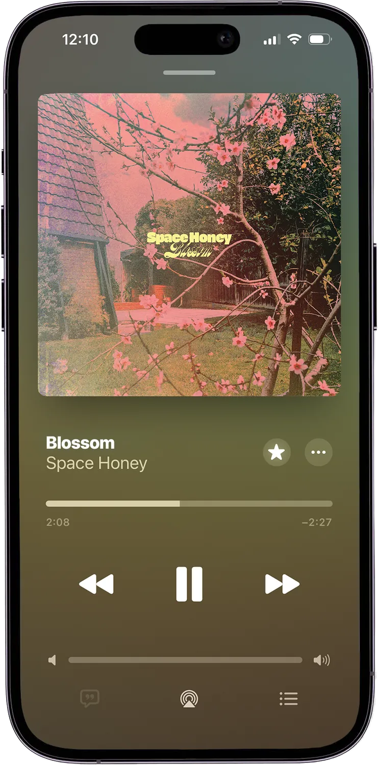 'Blossom' single art on Apple Music, now playing